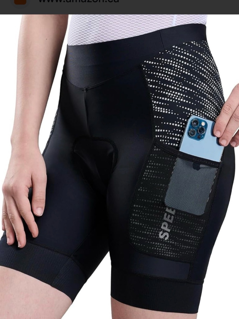 Black Women’s Padded Cycling Shorts with Side Pocket Large New speedcyc